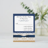FAUX burlap and lace with navy blue rsvp (Standing Front)