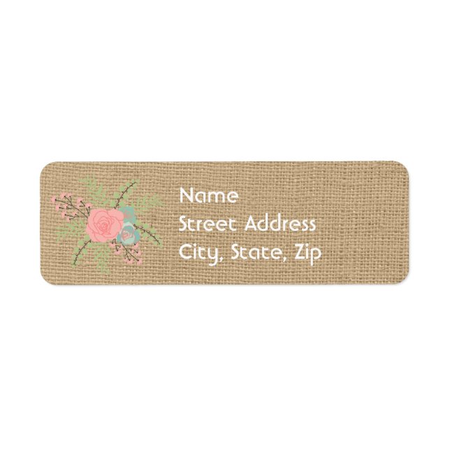 Faux burlap floral address label (Front)