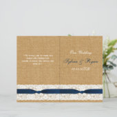 FAUX burlap lace, rustic wedding programs folded (Standing Front)
