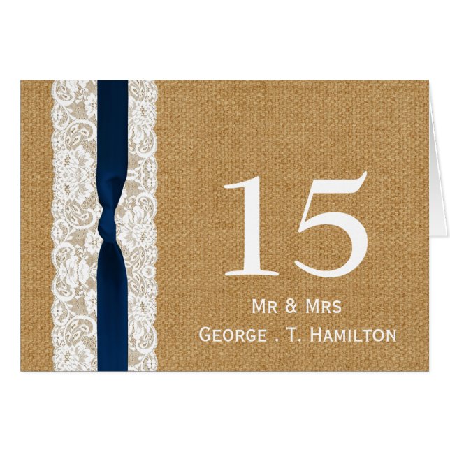 FAUX burlap lace, rustic wedding table numbers (Front Horizontal)
