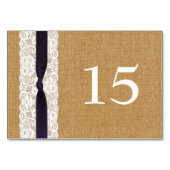 FAUX burlap lace, rustic wedding table numbers (Back)