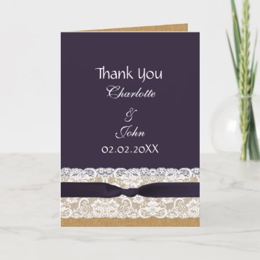 FAUX burlap lace, rustic wedding Thank You