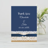 FAUX burlap lace, rustic wedding Thank You Invitation (Standing Front)