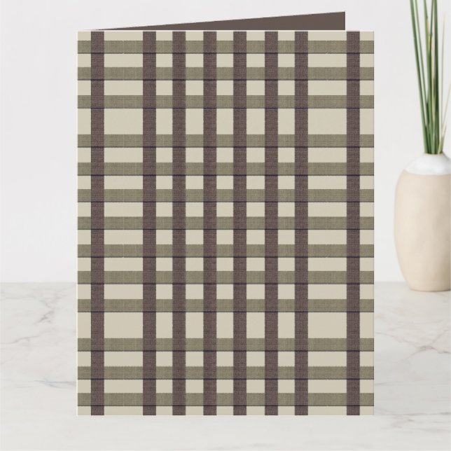 Faux Burlap Plaid  design- Country Taupe set Card (Front)