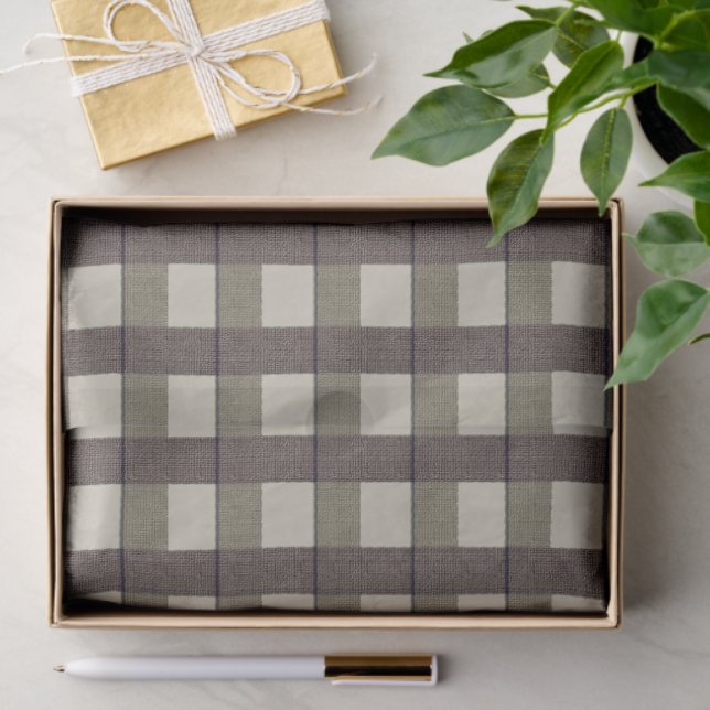 Faux Burlap Plaid  design- Country Taupe set Tissue Paper (Gift)