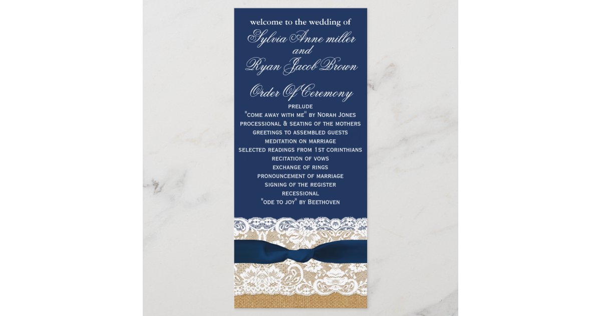 Faux Burlap Rustic Wedding Programs Tea Length