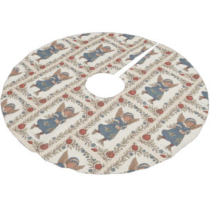 Faux burlap skating Angel traditional Christmas Brushed Polyester Tree Skirt