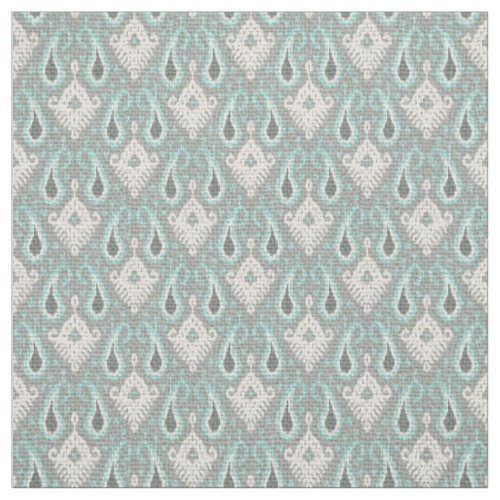 Faux Burlap Textile Turquoise Ikat Tribal Pattern Fabric