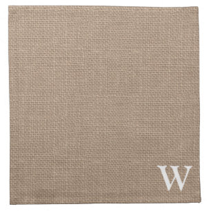 Faux Burlap White Corner Monogram Napkin