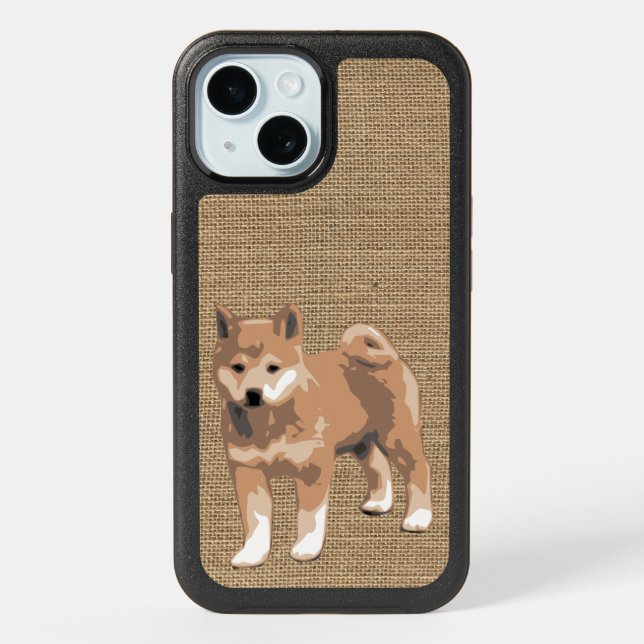 Faux burlap with Shiba Inu Dog Year Birthday Case (Back)