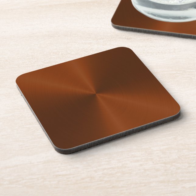 Faux Burnt Orange Metallic Look Beverage Coaster (Left Side)