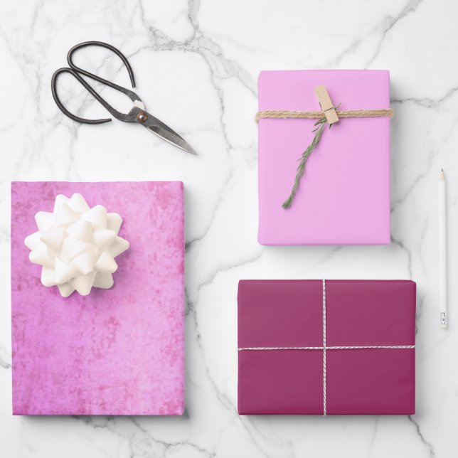 Faux Burst of Pink Velvet Wrapping Paper Sheets (Front)