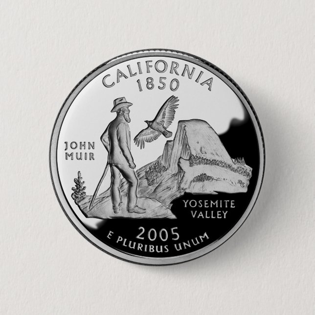 Faux California State Quarter Yosemite Valley Muir Button (Front)