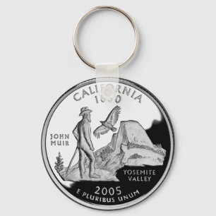 Faux California State Quarter Yosemite Valley Muir Keychain