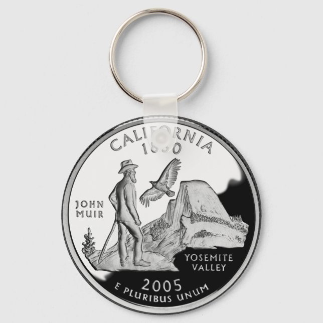 Faux California State Quarter Yosemite Valley Muir Keychain (Front)