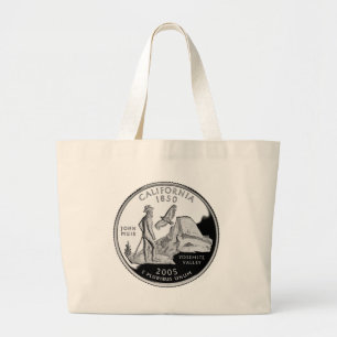 Faux California State Quarter Yosemite Valley Muir Large Tote Bag