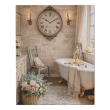 Faux Canvas French Cottage Bathroom Art