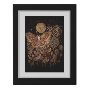 Faux Canvas Print - Moths, Moon and Dandelion