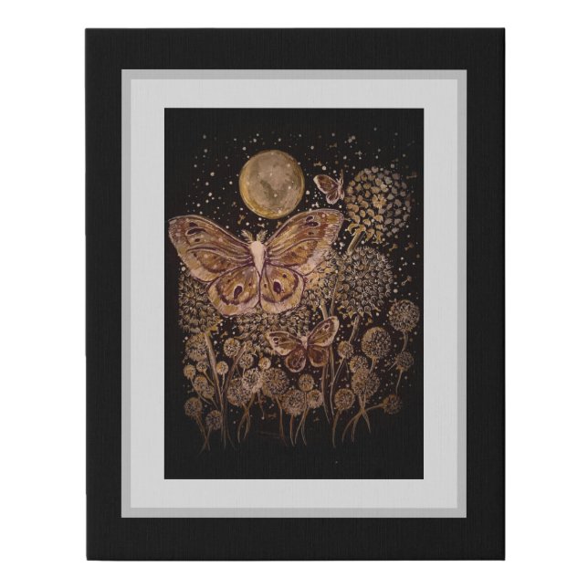 Faux Canvas Print - Moths, Moon and Dandelion (Front)