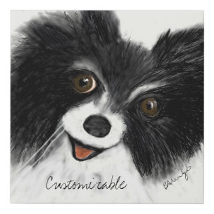 Faux Canvas Print Smiling B&W personaliz Chihuahua