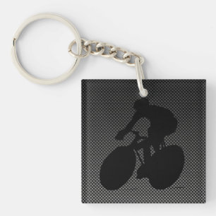 Faux Carbon Fiber Cycling Keychain