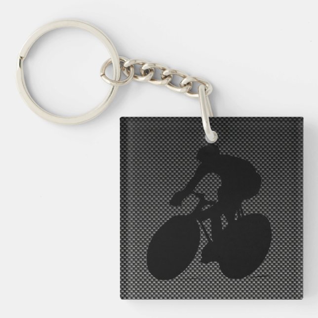 Faux Carbon Fiber Cycling Keychain (Front)