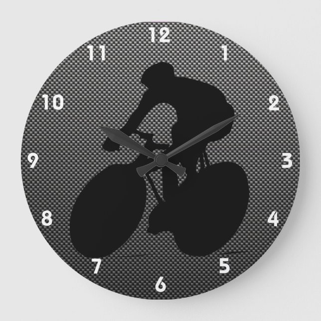 Faux Carbon Fiber Cycling Large Clock (Front)