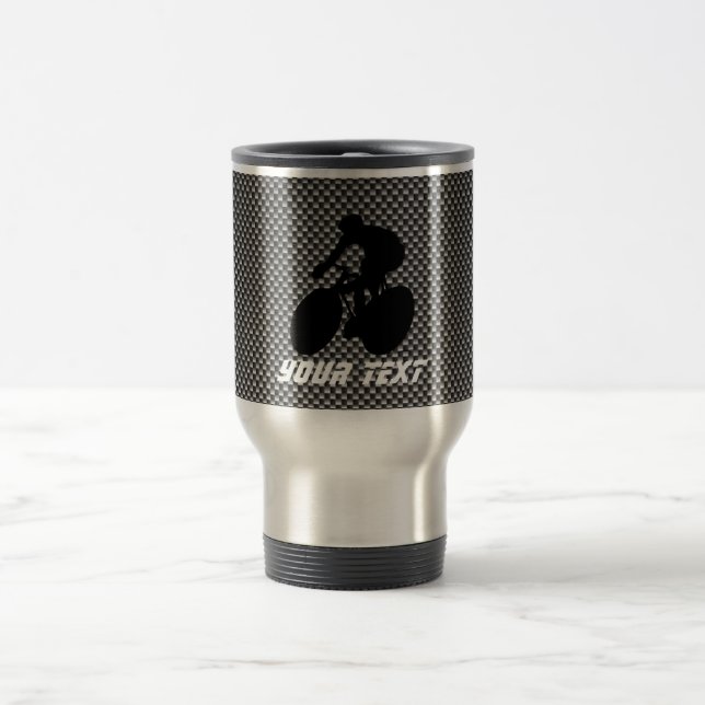 Faux Carbon Fiber Cycling Travel Mug (Center)