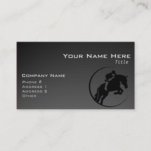 Faux Carbon Fiber Equestrian Business Card (Front)