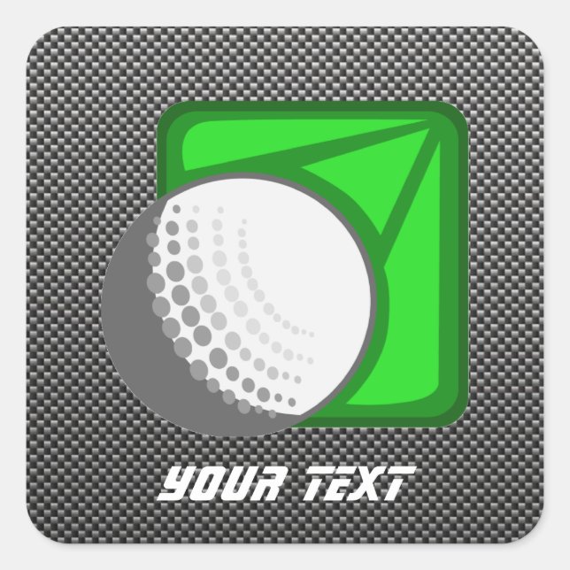 Faux Carbon Fiber Golf Ball Square Sticker (Front)