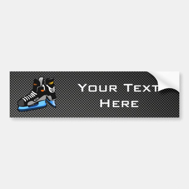 Faux Carbon Fiber Hockey Skates Bumper Sticker (Front)