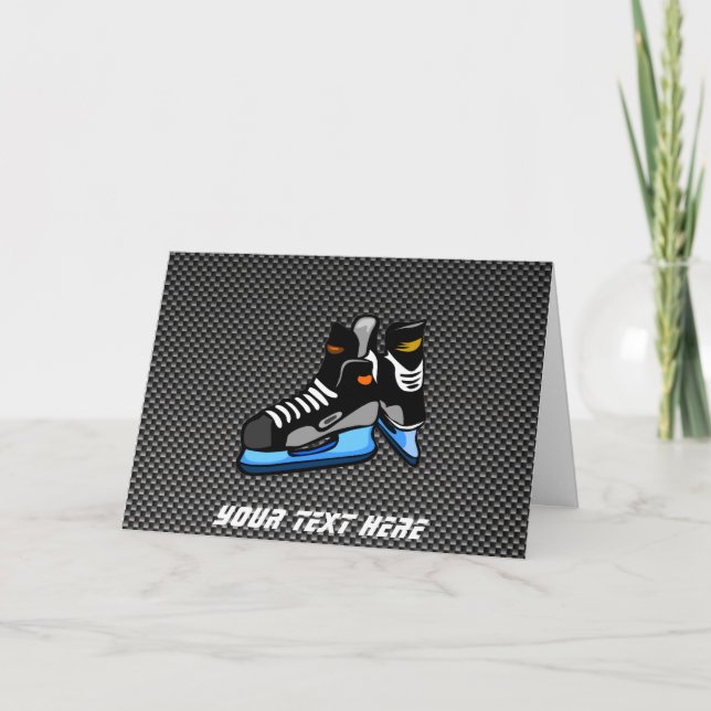 Faux Carbon Fiber Hockey Skates Card (Front)