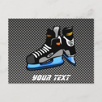 Faux Carbon Fiber Hockey Skates Postcard by SportsWare at Zazzle
