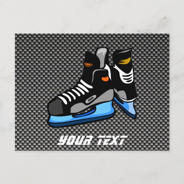 Faux Carbon Fiber Hockey Skates Postcard (Front)