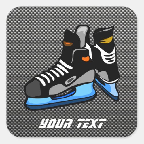 Faux Carbon Fiber Hockey Skates Square Sticker