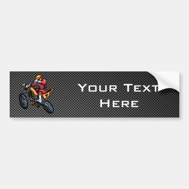 Faux Carbon Fiber Motocross Bumper Sticker (Front)