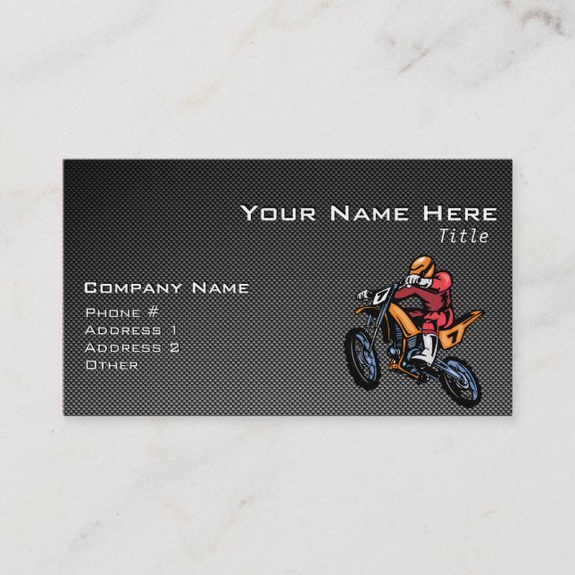 Faux Carbon Fiber Motocross Business Card (Front)