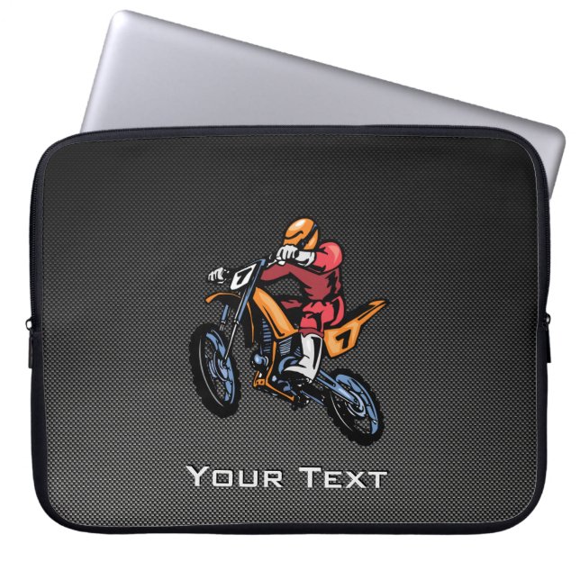Faux Carbon Fiber Motocross Laptop Sleeve (Front)