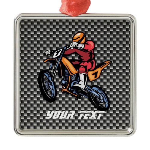 Faux Carbon Fiber Motocross Metal Ornament