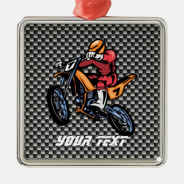 Faux Carbon Fiber Motocross Metal Ornament (Front)