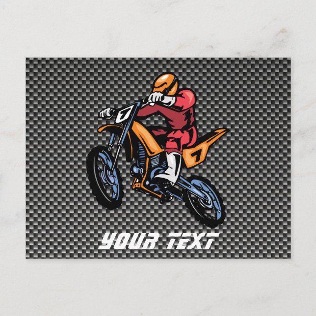Faux Carbon Fiber Motocross Postcard (Front)