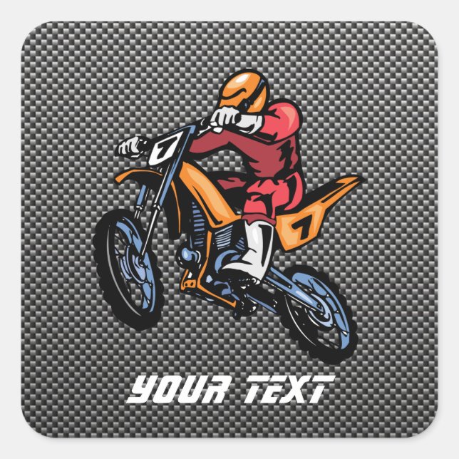 Faux Carbon Fiber Motocross Square Sticker (Front)
