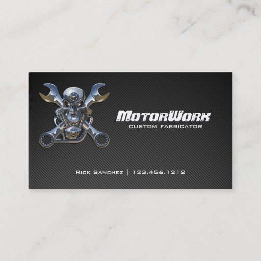 Customizable Faux Carbon Fiber Motorcycle Business Card