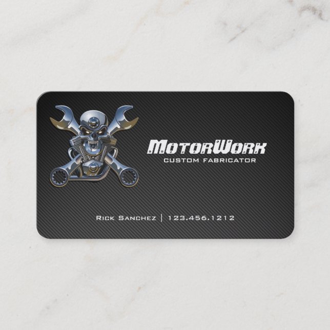 Faux Carbon Fiber Motorcycle Business Card (Front)
