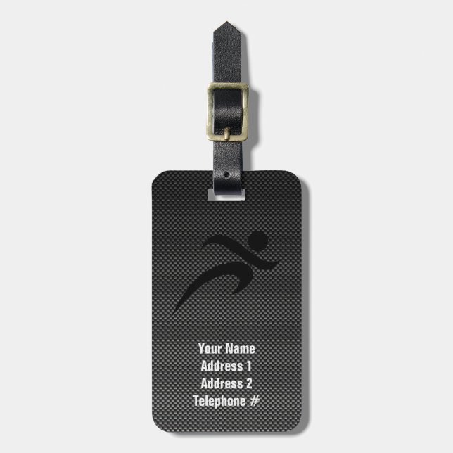 Faux Carbon Fiber; Running Luggage Tag (Front Vertical)