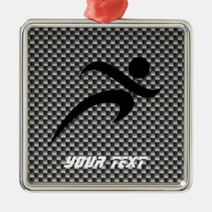 Faux Carbon Fiber; Running Metal Ornament