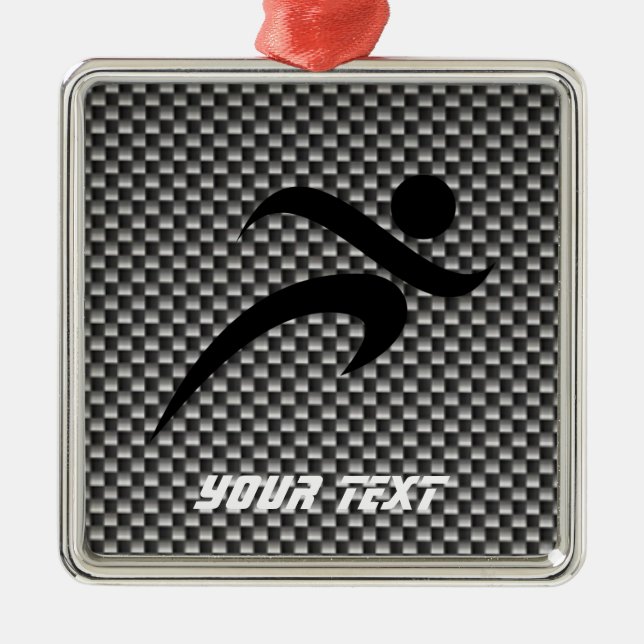 Faux Carbon Fiber; Running Metal Ornament (Front)