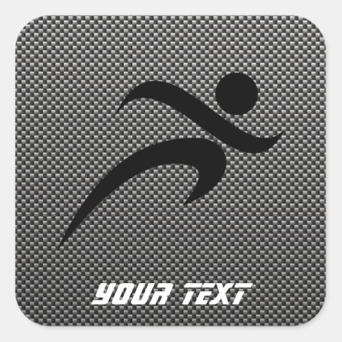 Faux Carbon Fiber Running Square Sticker