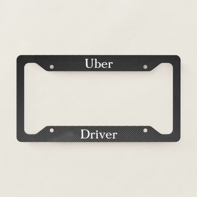 Faux Carbon Fiber Uber Driver License Plate Frame (Front)