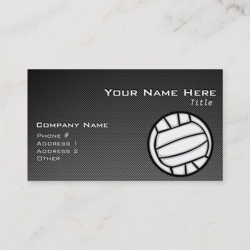 Customizable Faux Carbon Fiber Volleyball Business Card Templates